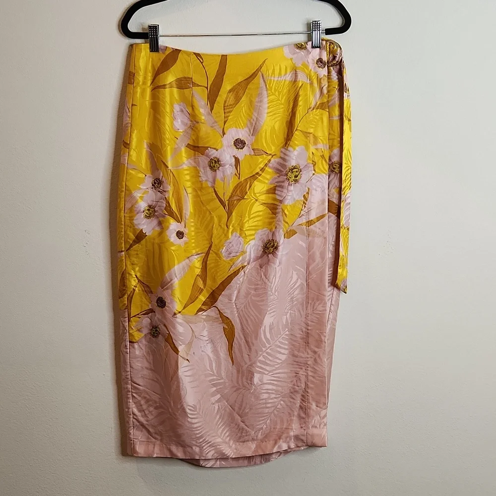 Ted Baker Cabana Wrap Skirt Floral Print A-Line Midi Summer Luxury Dressy - Picture 4 of 8